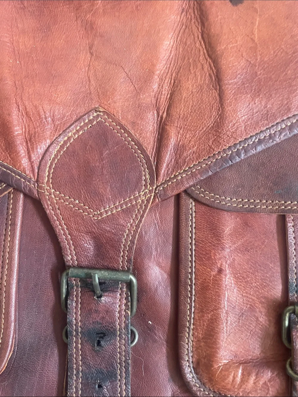 Komar Passion Vintage Brown Leather Messenger Bag Adjustable Strap (OL3)